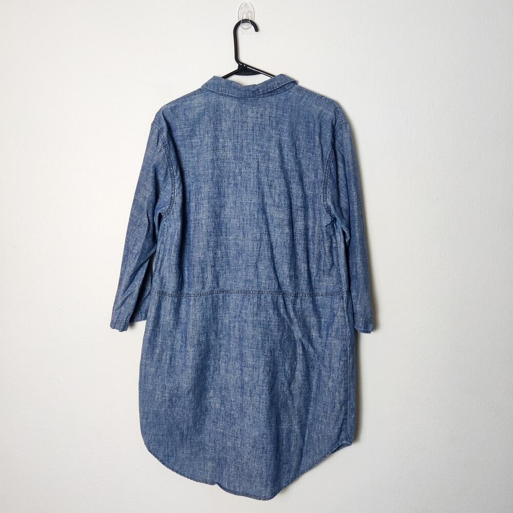 Eileen Fisher Hemp Organic Cotton Chambray Blue Tunic Dress Medium Lagenlook - Picture 2 of 11